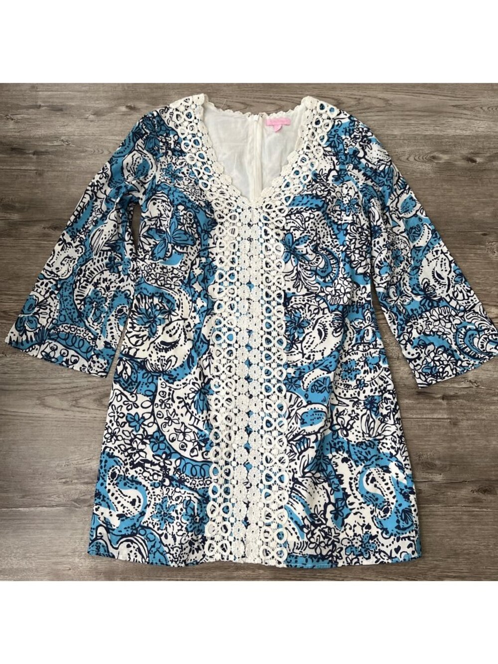 Lilly Pulitzer Brooke Tunic Mini Dress  Womens S Ariel‎ Blue Hippy Hippy Shake